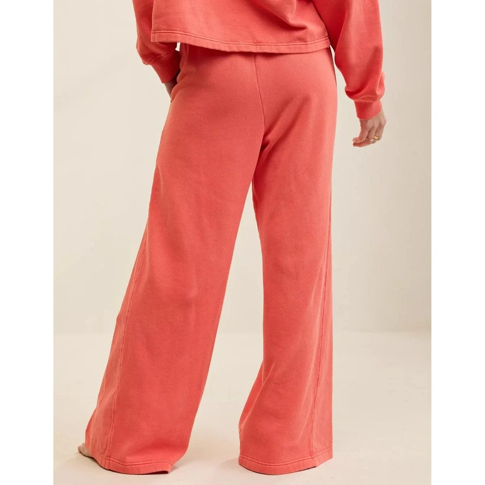 NWT Aerie First Class Fleece Trouser Womens S Rusty Peach Wide Leg Pull On - Picture 2 of 12